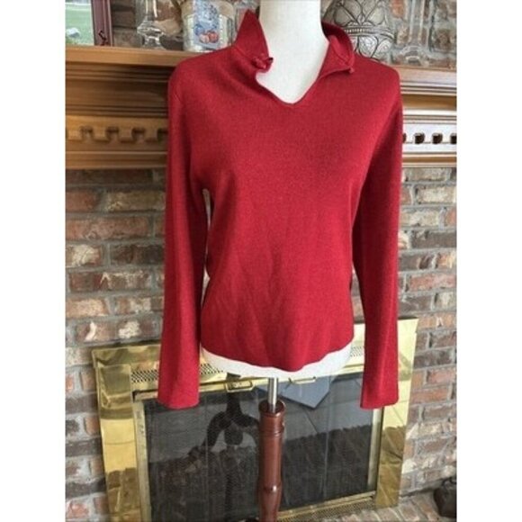 Dressbarn Sweaters - Dressbarn Red Metallic Sweater Size Large Slim Fitted